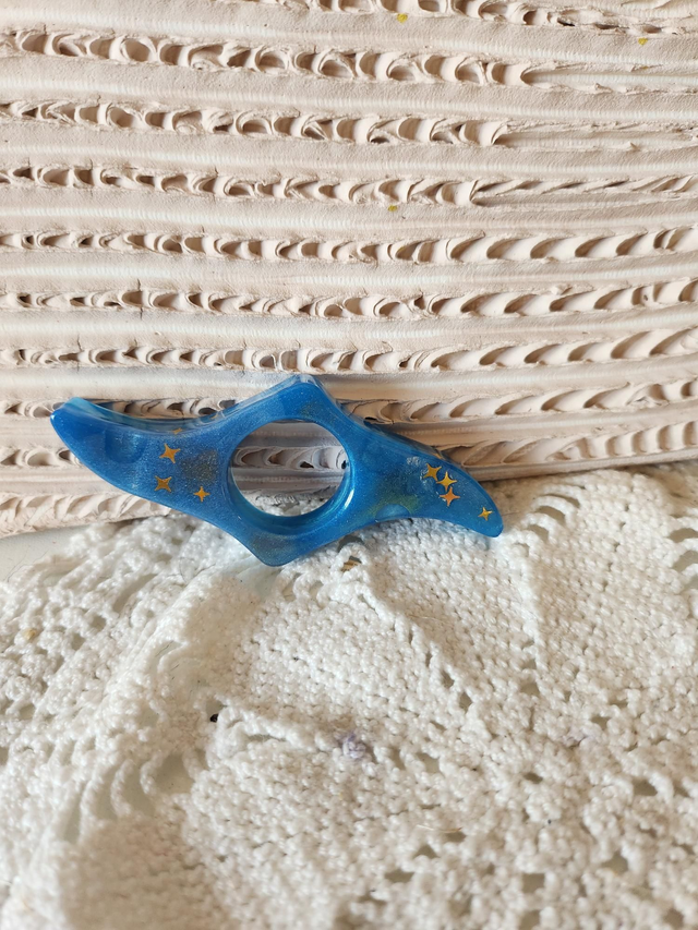 Bague de lecteur résine bleue et étoiles