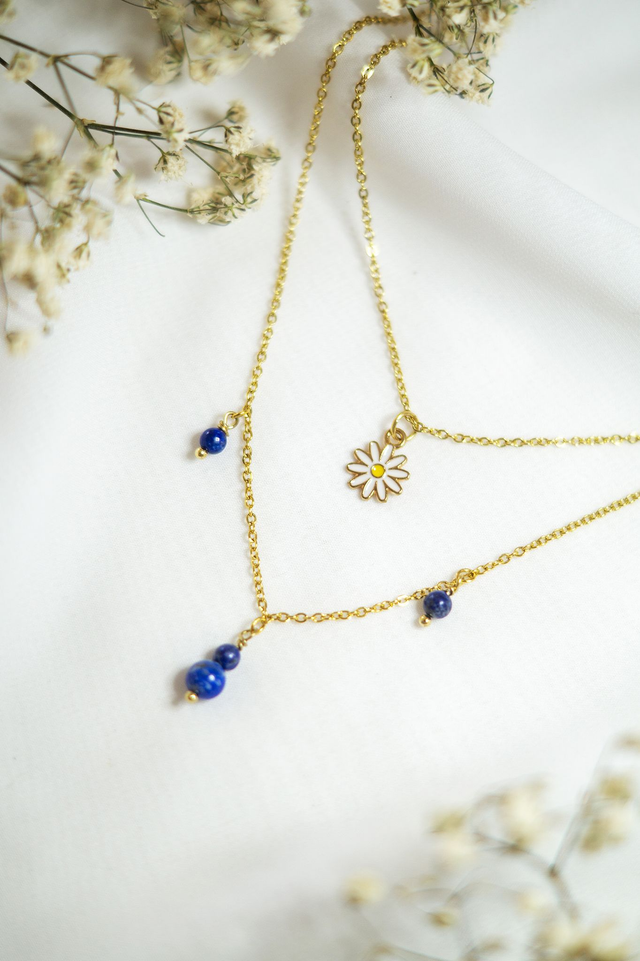 Collier double - Marguerite • en pierre naturelle