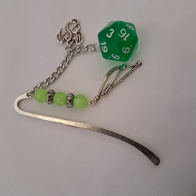 Marque-page arc dragon dé20 vert