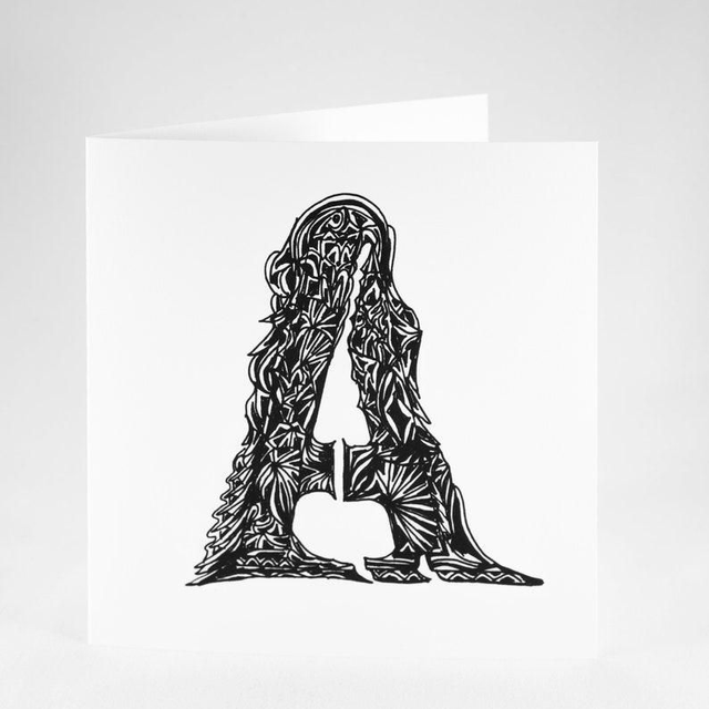 Alphabetical Ink sketched A-Z Greeting Cards 