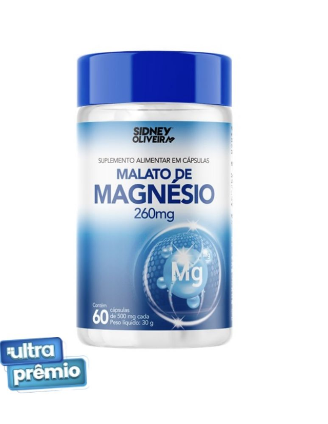 Magnésio Malato 60 Cápsulas Sidney Oliveira - 260mg