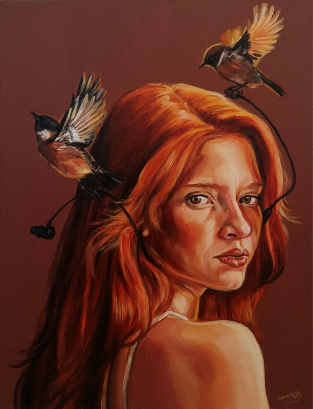 "Stane chack, Deevil tak" - Original Oil Painting