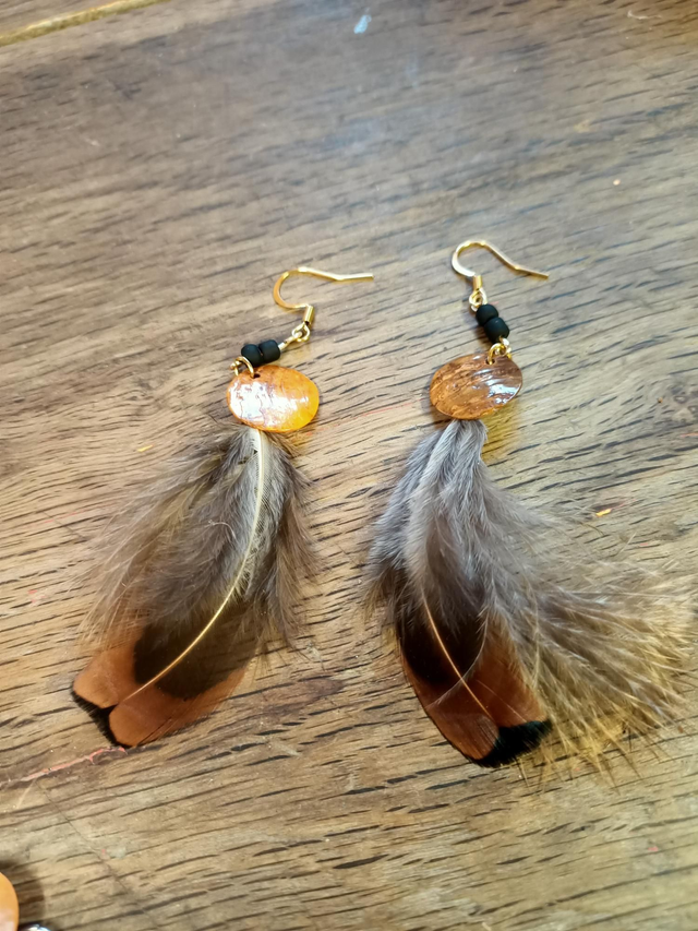 Boucles d'oreilles Plumes doré