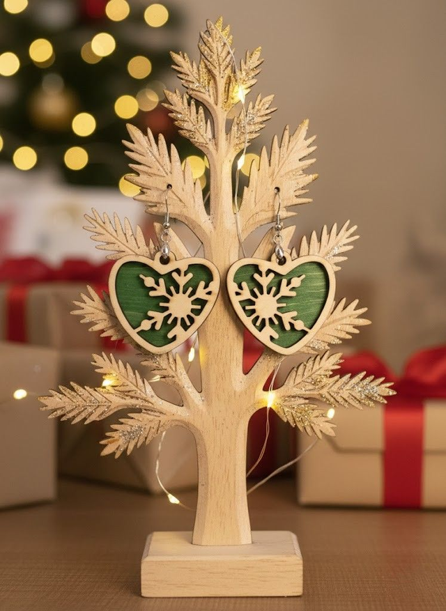 Boucles d'oreilles "flocon et coeur"