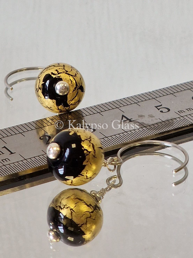 Gold Leaf Earrings, Black