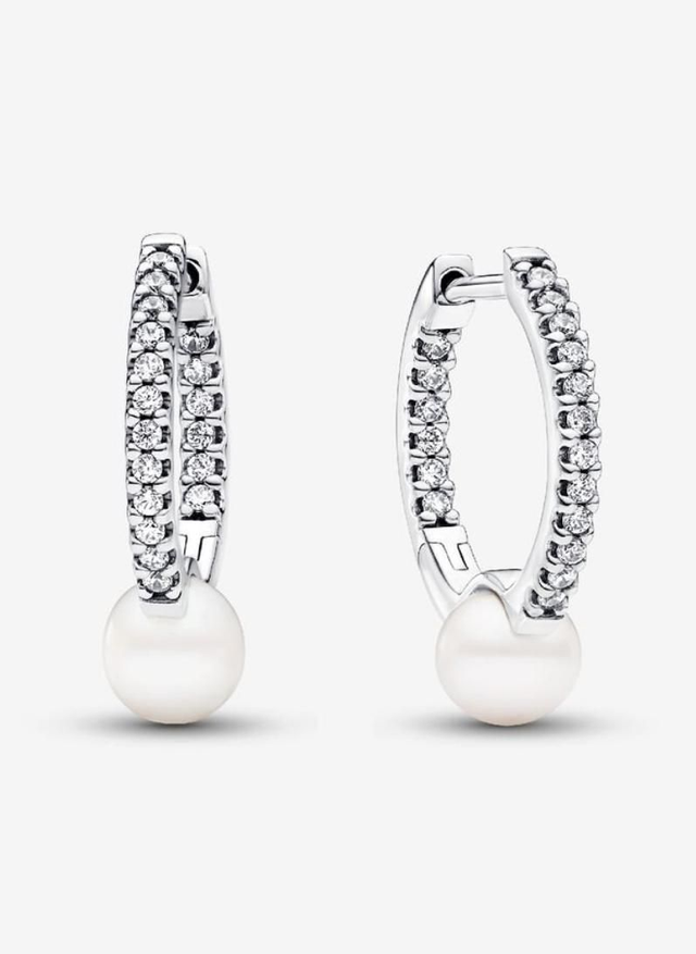 Créoles Perle de Culture d&#039;Eau Douce Traitée &amp; Pavé
Argent 925/1000e