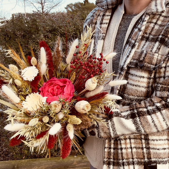 Bouquet Valentin (Taille M) - Bouquet éternel en fleurs séchées et artificielle l YSSEJ DESIGN 