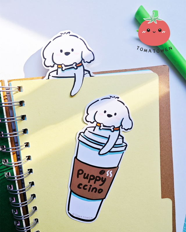 Bookmark: Puppyccino coffee white dog