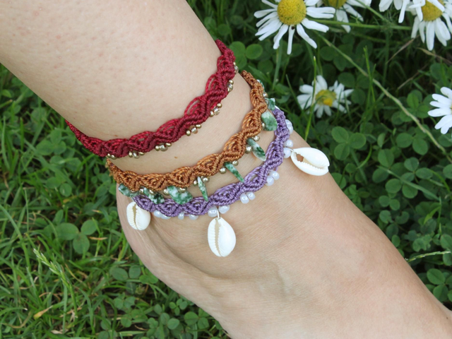 Makramee Fußkettchen Fußschmuck Fußband