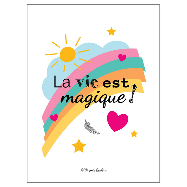 Poster Mantra Citation inspirante " La vie est magique ! " 30x40 cm