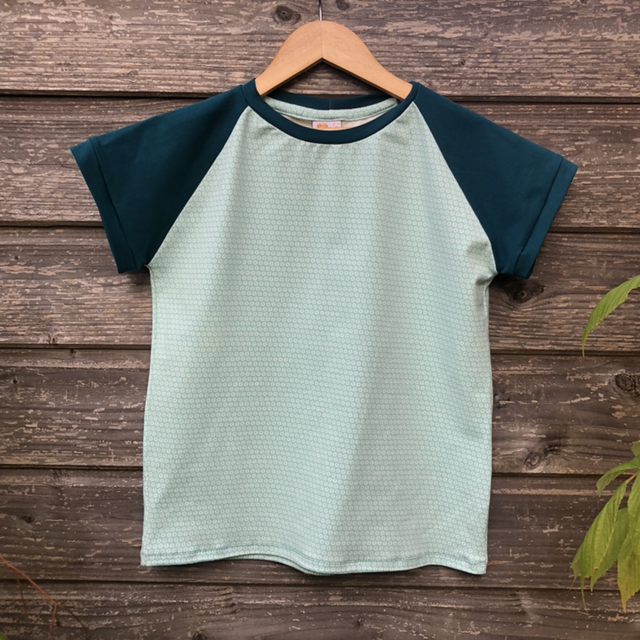  T-shirt manches courtes «Bulles menthe et Bleu pétrole»