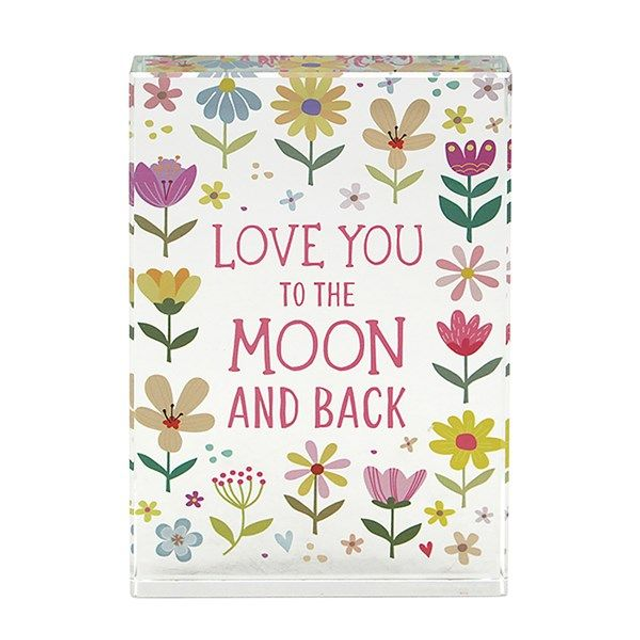 Pretty Floral Glass Plaque Love 