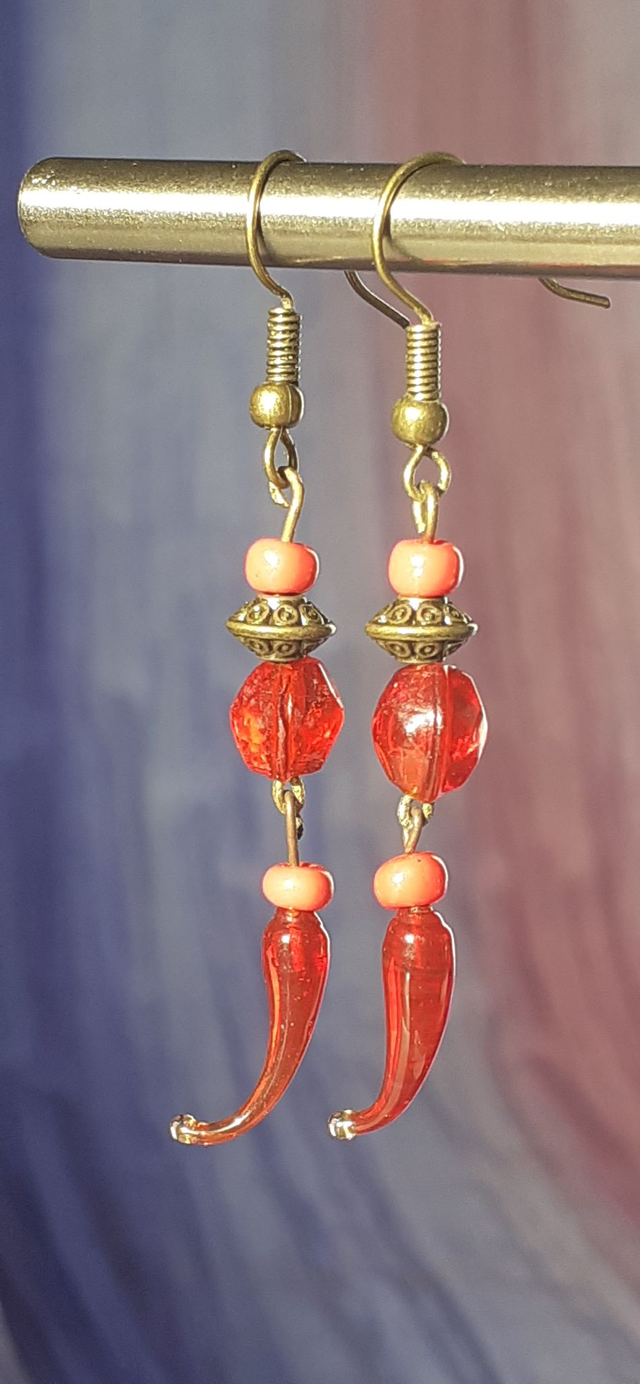 Chili Boucles d'oreilles pendantes rouge