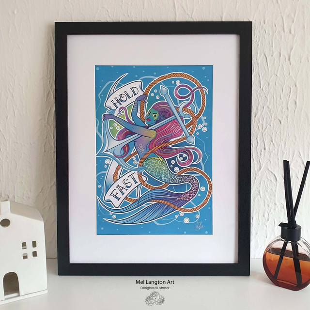 Hold Fast Mermaid A4 Print