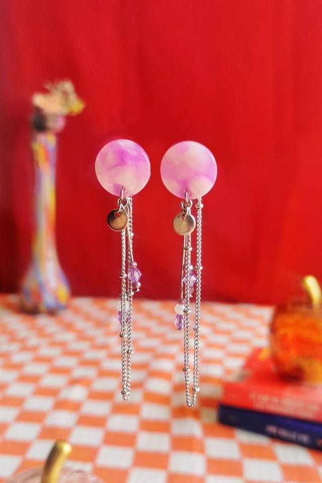 Boucles d'oreilles Puces Fushia