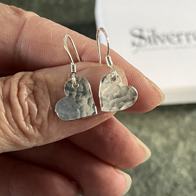 Sterling Silver Hearts With A Hammered Texture