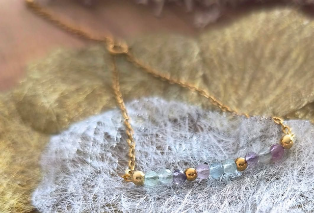 Bracelet "VANESSA", doré et fluorine multicolore