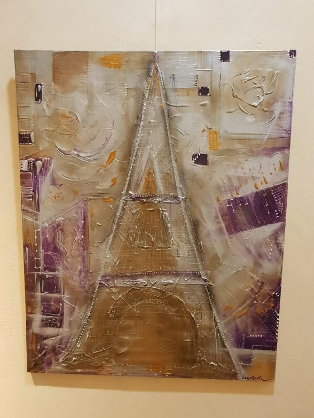 TABLEAU " Paris d'Or et d' Argent" 80X100X1cm