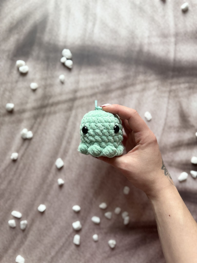 Porte-clés poulpe tout doux vert d’eau