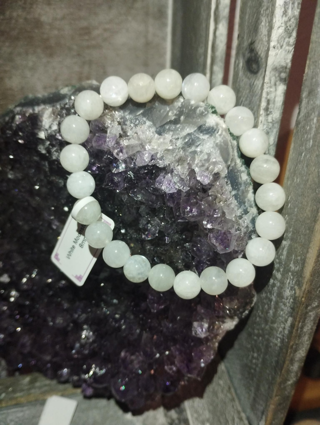 Bracelet Pierre de Lune Blanche 8mm