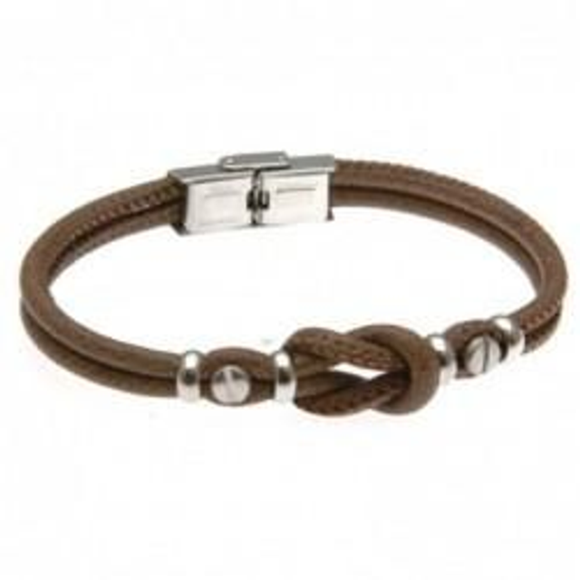 Bracciale uomo in pelle marrone con nodo marinaresco