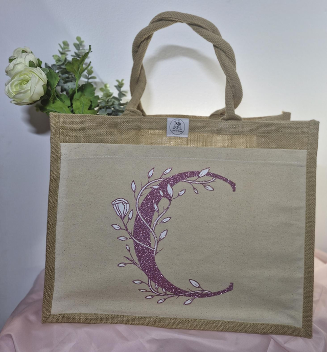 Sac cabas &quot;lettre florale&quot;