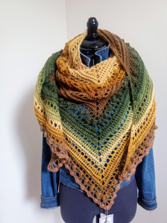 Châle secret paths degradê de vert/jaune