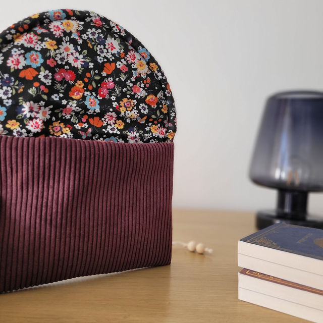Pochette à livre Zoé velours prune