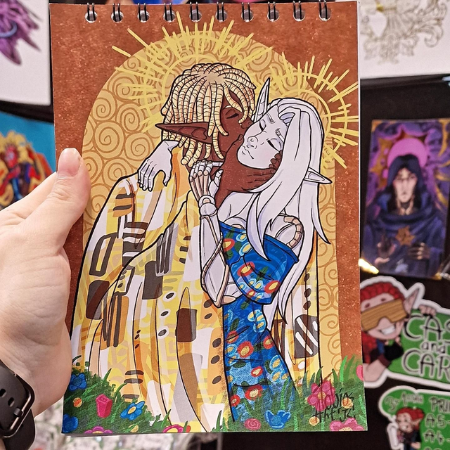 Handmade Wirebound A5 notebook 50 Pages The kiss 