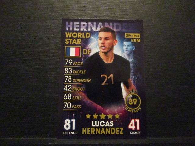 Lucas Hernandez - World Star Match Attax 101 Original Trading Card