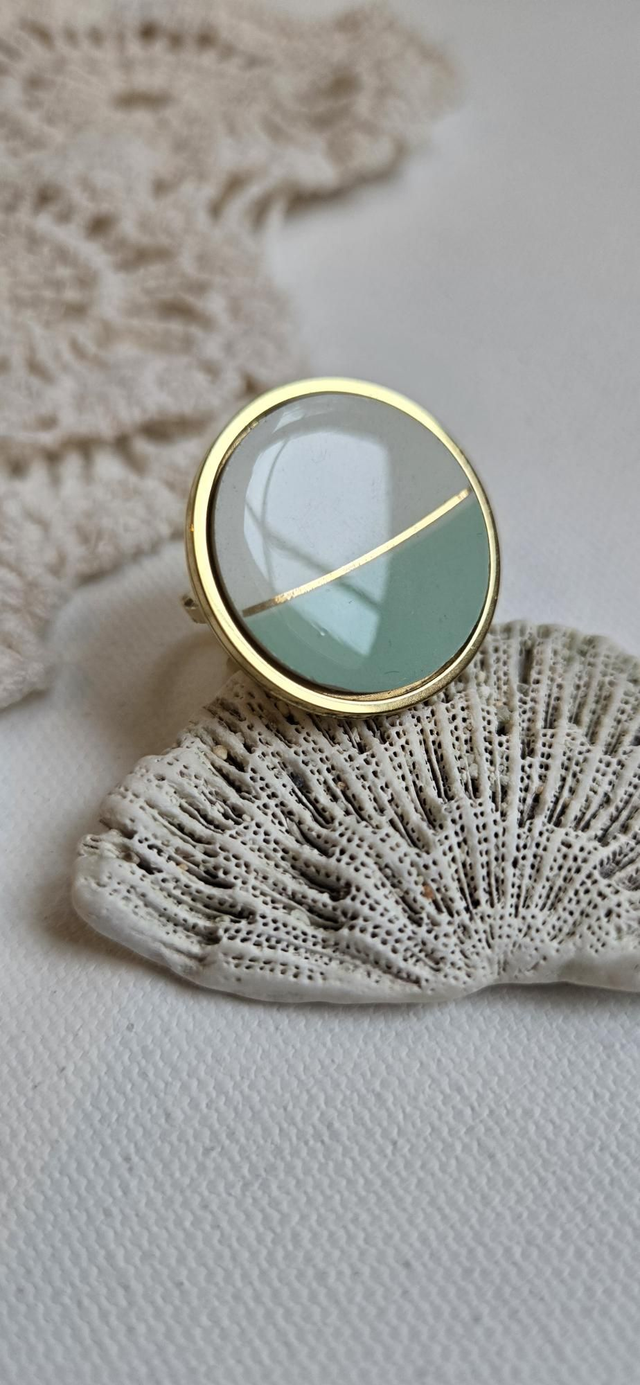 Bague - porcelaine Badonviller - acier inoxydable doré