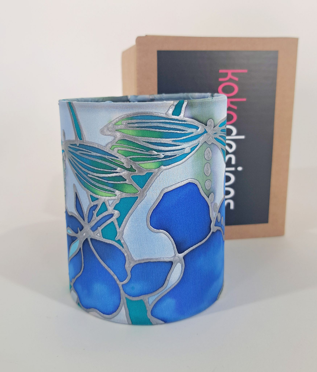 Dragonfly hand painted silk tealight holder