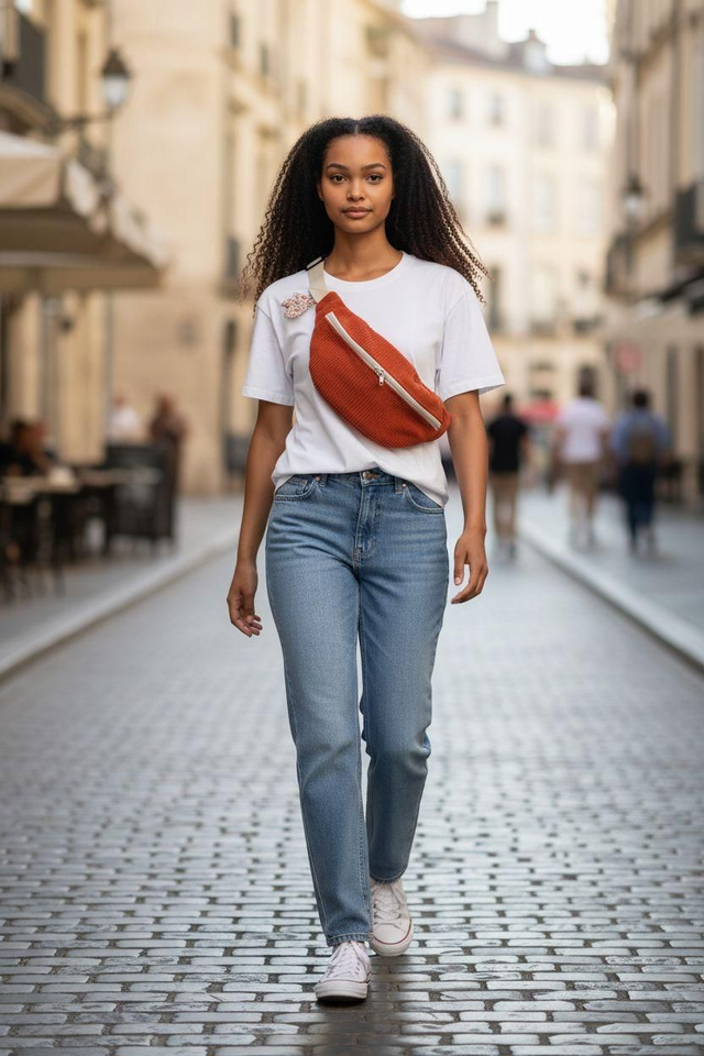 Banane velours côtelé terracotta