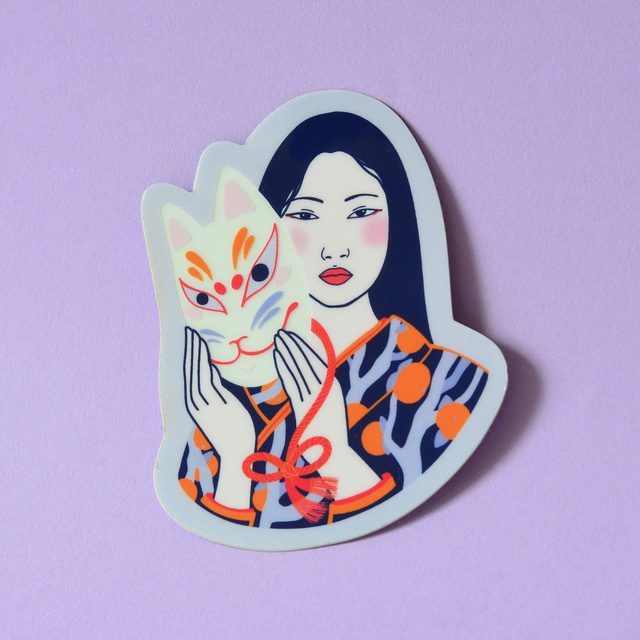 Sticker Kitsune ona phosphorescent