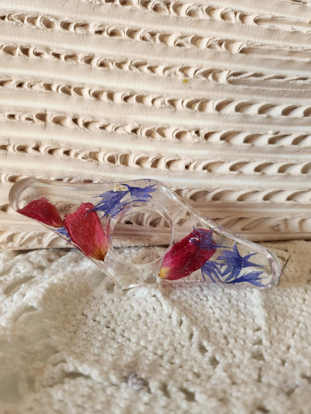 Bague de lecture résine rose et bleue 