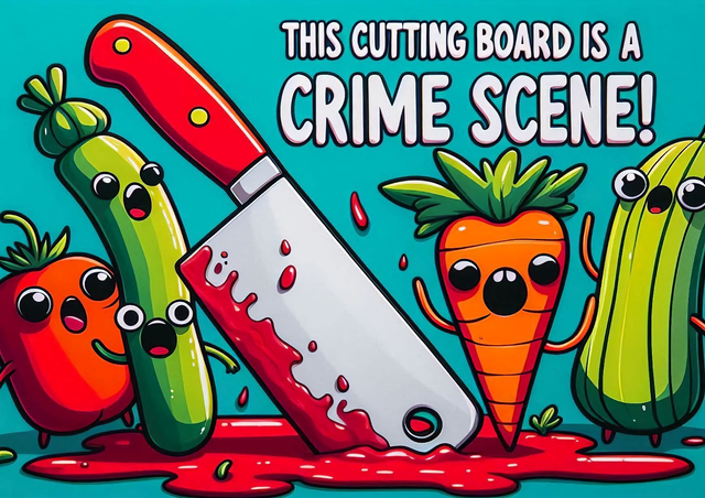 Fun Sublimation Glass Chopping Board | Novelty Kitchen Cutting Board - Crime Scene 2