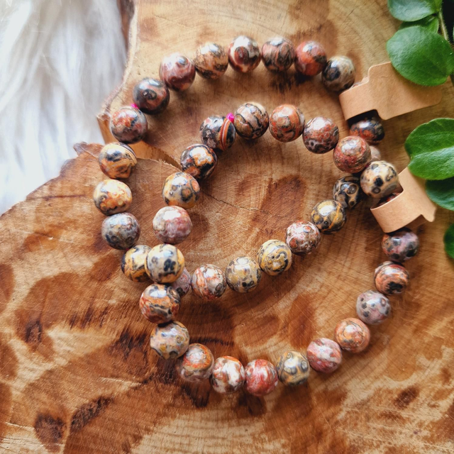 Leopard Skin Jasper Beaded Bracelet 