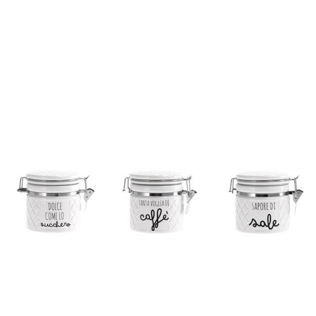 Barattolo in ceramica con coperchio e chiusura ermetica 10x h.10 cm