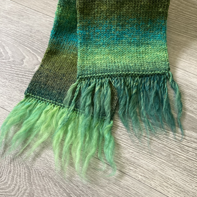 Hand-knit scarf - Shades of Green