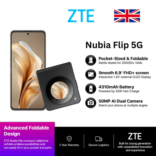 Phone, ZTE nubia flip 5G 8+256GB Unlocked Smartphone