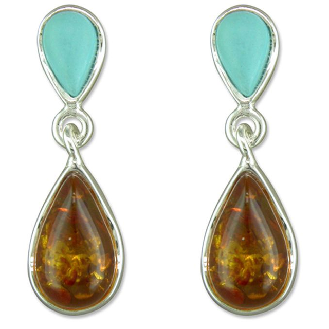 Amber and turquoise post earrings - CR6655