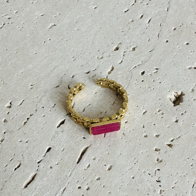 Ring roze steentje goud