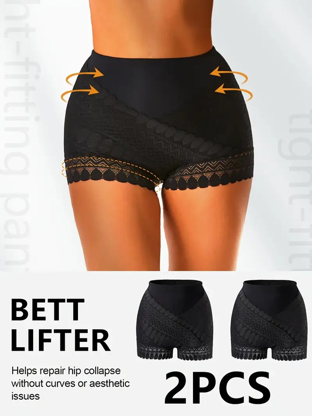 2pcs Sexy Lace Women's High Waist Belly Pants Hip Pants 