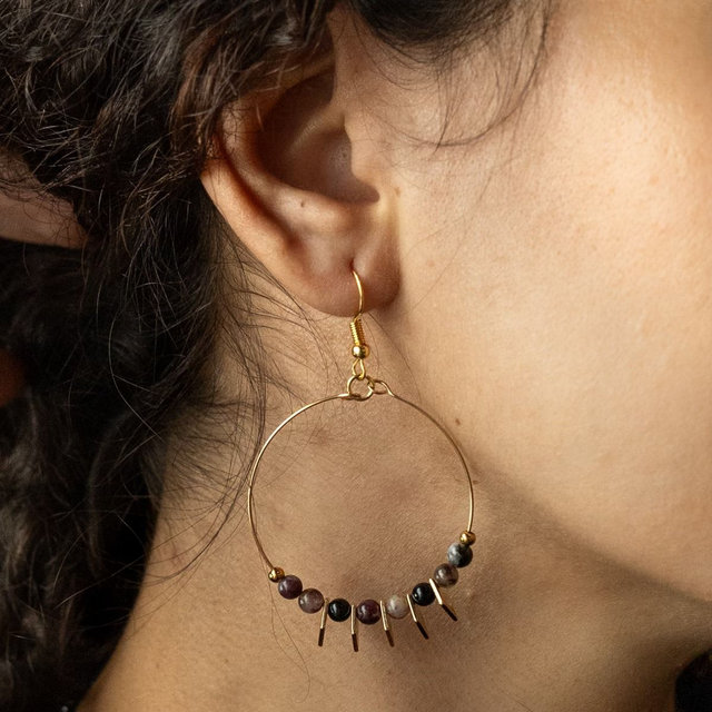 Boucles d'oreilles Tourmaline Fleur de Prunier