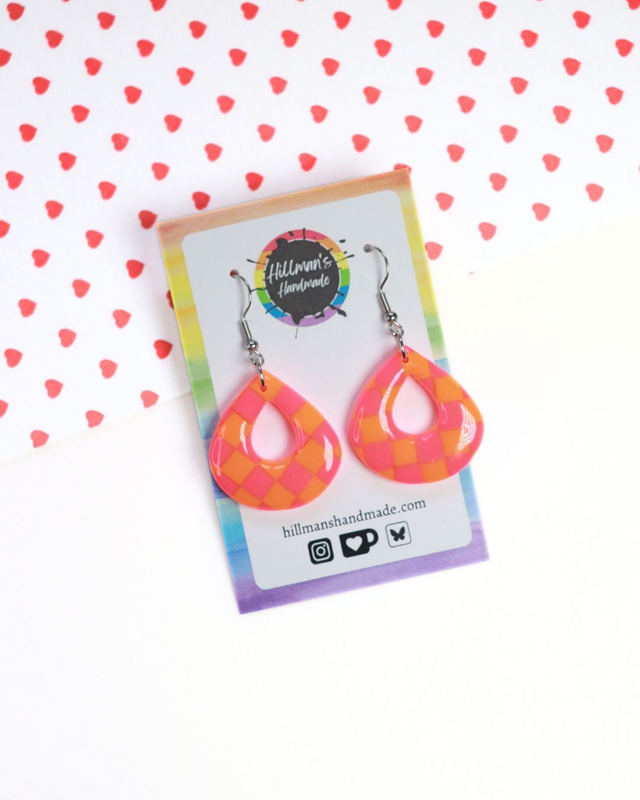 Neon Pink and Orange Teardrops