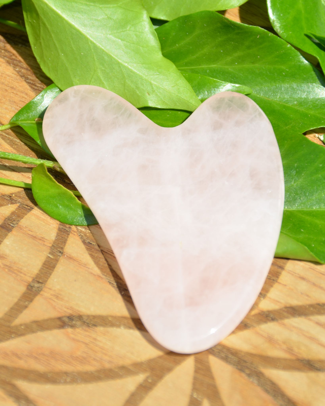 Pierre de massage Gua Sha en quartz rose