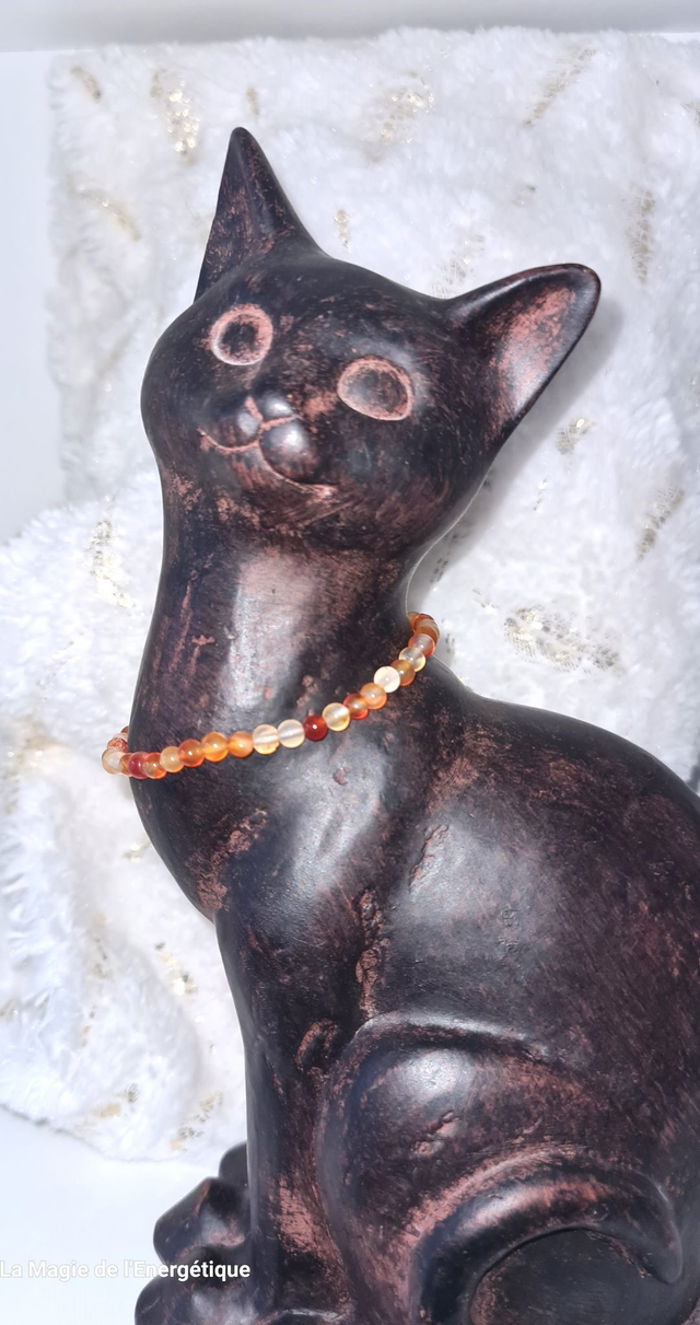 Bracelet Agate rayée rouge 4mm