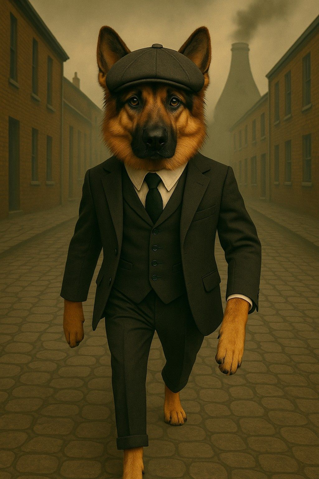 German Shepherd Framed Canvas Peaky pooch