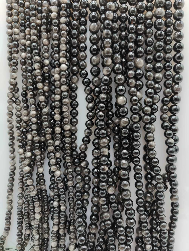 Obsidienne argentée - Perles polies