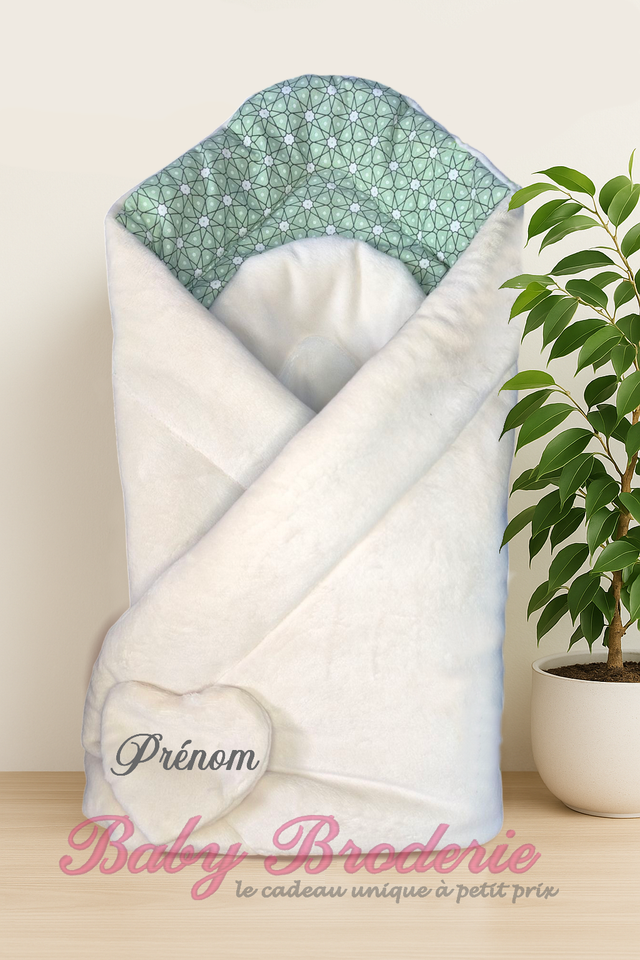 Nid d&#039;ange Blanc casé et motif vertclaire